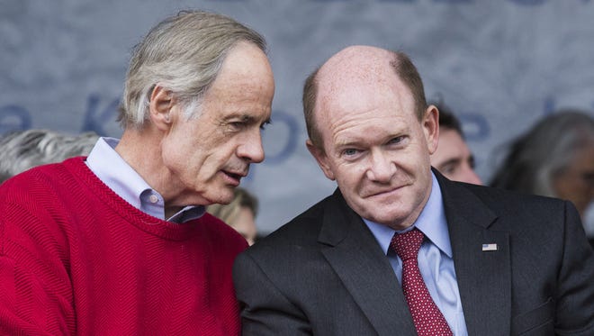 Sen. Tom Carper (left) and Sen. Chris Coons,along with Gov. John Carney, will take part in a rally Friday in Dover calling on both to back a clean DREAM Act.