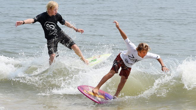 Tucker Sutcliffe and Brady Green compete in the Boy's Division as Dewey Beach was the site of the Zap Amateur Skimboarding World Championships held on Saturday & Sunday August 9th and 10th with over 200 competitors from around the world competing in several divisions for the honors.