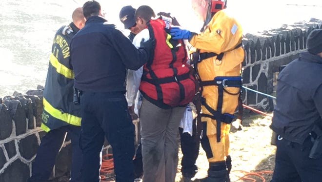 Wilmington firefighters rescued a teen found sitting in a drainage tube Monday morning along the Brandywine River.