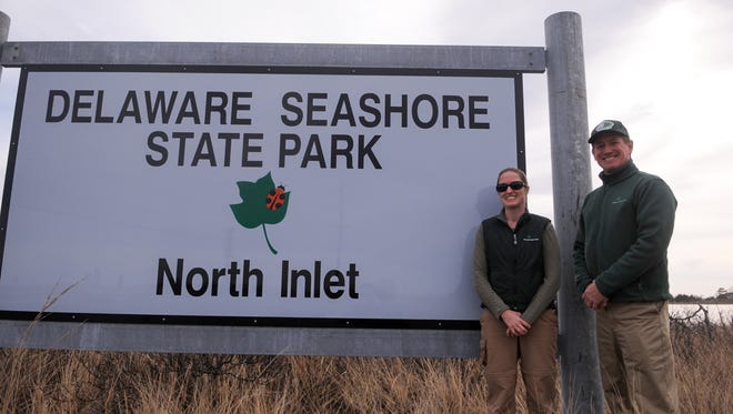 Park Superintendent Doug Long and Interpretive Programs Manger Laura Scharle of Delaware Seashore State Park.