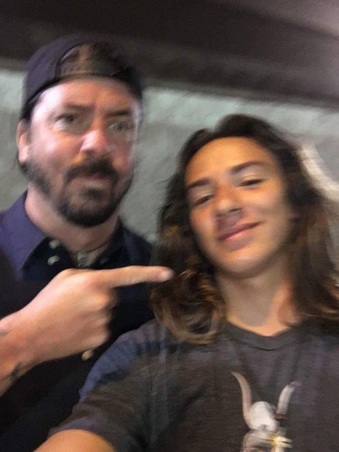 Drew Dominguez with Dave Grohl at Funland on Aug. 3 in Rehobioth Beach.