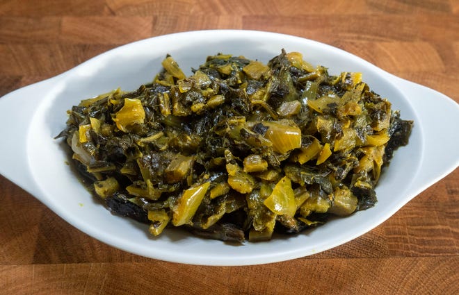 A side of collard greens at Doro Bet in Philadelphia on Wednesday, Dec. 20, 2023.
