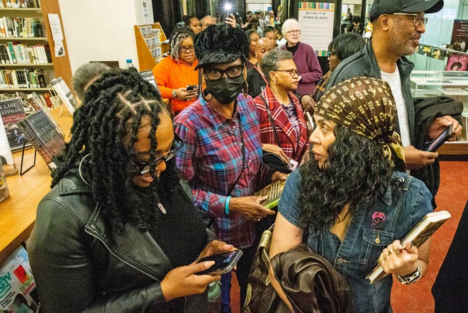 Fans wait in line for Common, rapper, actor, writer and activist, to sign his book And Then We Rise: A Guide to Loving and Taking Care of Self at the Wilmington Public Library on Friday, Jan 26, 2024. A capacity crowd of approximately 350 people attended.