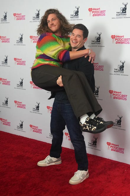 Blake Anderson and Adam DeVine, hosts of the podcast "This Is Important" attend the iHeartPodcast Awards at South by Southwest Monday, March 11, 2024, at the Fairmont in Austin.