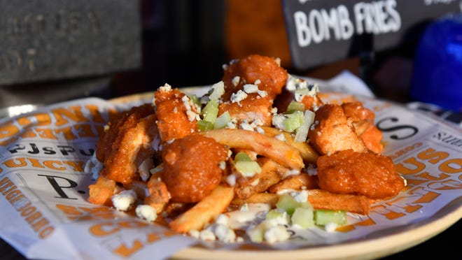 PJ Whelihan's Ballpark Bomb Fries are displayed during an event to highlight what is new for the 2024 Philadelphia Phillies season at Citizens Bank Park in Philadelphia on Monday, March 25, 2024.
