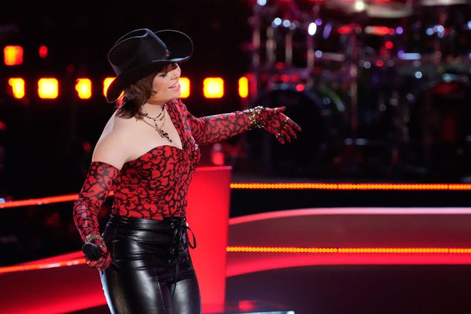 Hockessin singer Olivia Rubini performs Stevie Nicks' "Edge of Seventeen" in the "Battles" round of NBC's "The Voice" during the March 25 episode.