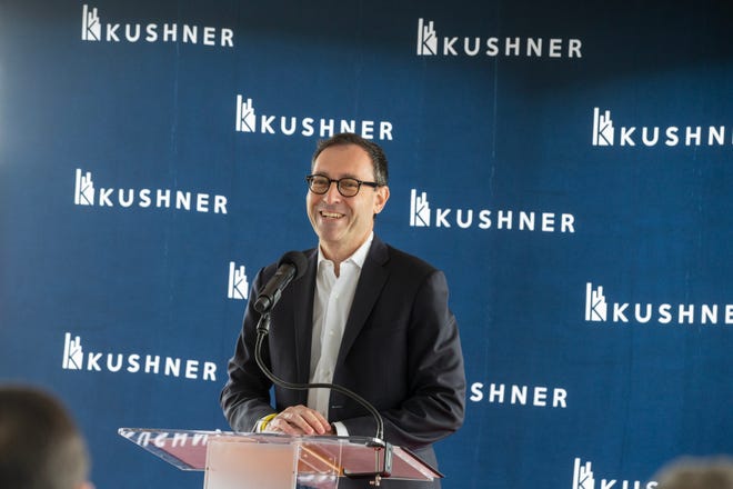 Laurent Morali, CEO of Kushner, speaks during Kushner Cos.’ lower Broadway groundbreaking event in Long Branch, NJ Wednesday, March 27, 2024.