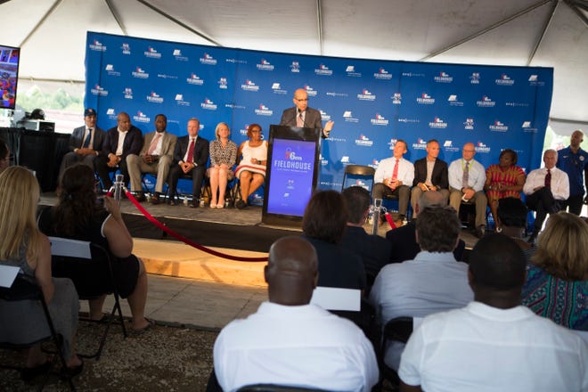 The Philadelphia 76ers and affiliated partners celebrated the groundbreaking of the future site of the new 76ers Fieldhouse where the Delaware Blue Coats will call home later this year.