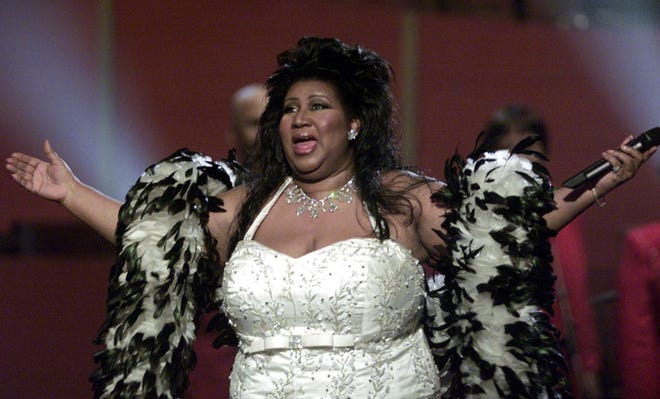 Aretha Franklin the "Queen of Soul," performs during the "VH1 Divas 2001: The One and Only Aretha Franklin" tribute Tuesday, April 10, 2001, in New York. The special tribute will also feature Mary J. Blige, Jill Scott, Cella Cruz, Marc Anthony and Kid Rock.