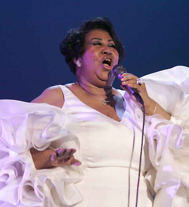 Aretha Franklin is shown in concert at The Greek Theatre on Sept. 17, 2004, in Los Angeles, Calif.