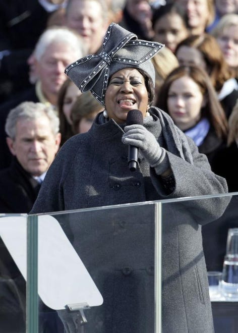 Aretha Franklin performs during the inauguration of Barack Obama as the 44th U.S. President at the U.S. Capitol in Washington, D.C., Tuesday, January 20, 2009.