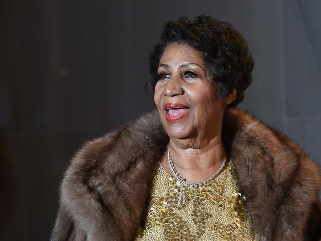 In this photo taken on Dec. 7, 2015, singer Aretha Franklin poses on the red carpet before the 38th Annual Kennedy Center Honors in Washington, DC.