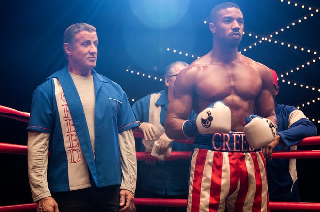 Rocky Balboa (Sylvester Stallone, left) is back in Adonis Creed's (Michael B. Jordan) corner for "Creed II."