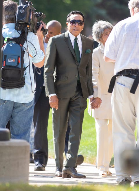 Long-time friend of Aretha Franklin, Smokey Robinson arrives at Greater Grace Temple for her funeral.  Aretha Franklin, known as the Queen of Soul for many recording hits, died  Aug. 16, 2018.
