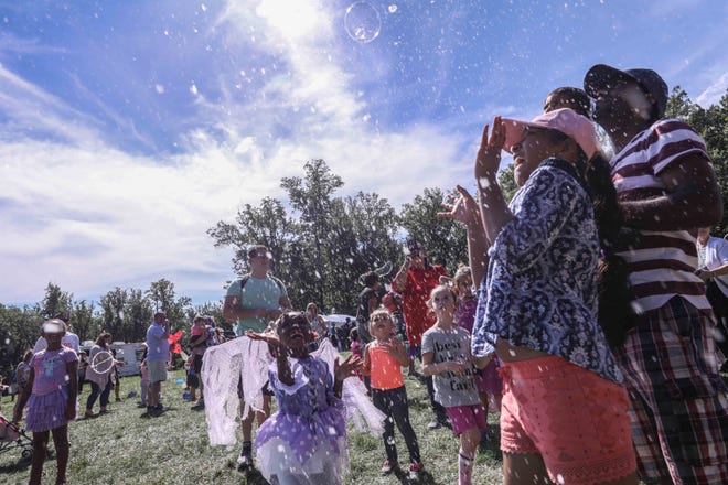 Bubbles were a big draw at the sixth annual Faerie Festival Sunday, Sept. 16, 2018, Rockwood Park in Wilmington.