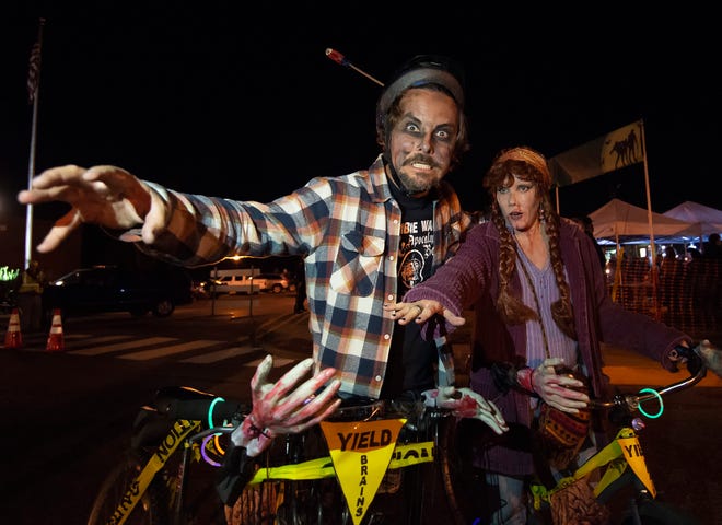 Jeff and Deby Evans of Milton pose for a photo at Milton Zombie Fest.