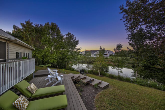The back deck of 204 Lakeview Shores in Rehoboth Beach overlooks the pond.