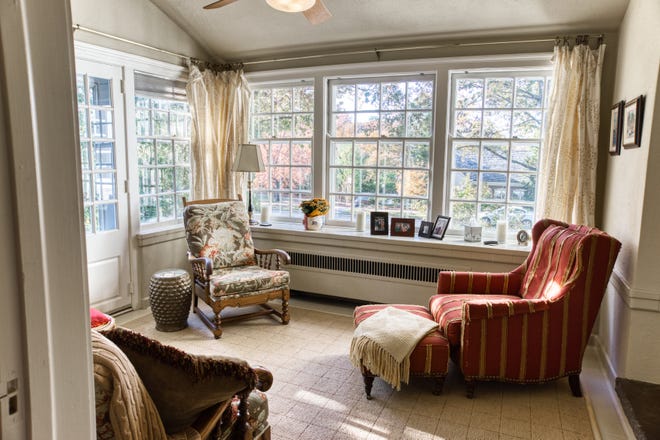 The sun room at 2 Alapocas Drive offers views of the Wilmington Friends campus.