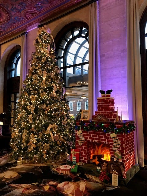 A new edible holiday display in the lobby of the Hotel du Pont was created by the pastry team.