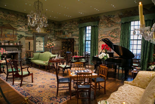 The Chinese room has understated decor this year during Yuletide at Winterthur, which runs through Jan. 6.