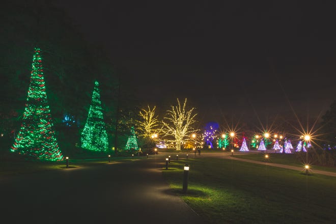 More than 500,000 lights spread over 150 trees light up Longwood Gardens during its 2018 Christmas exhibit.