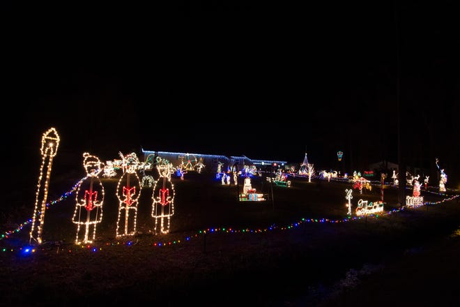 Christmas light display at 3350 Woodyard Road in Farmington.