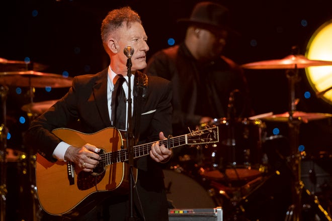 Lyle Lovett performs during the Willie: Life & Songs of an American Outlaw concert at Bridgestone Arena in Nashville, Tenn., Saturday, Jan. 12, 2019.