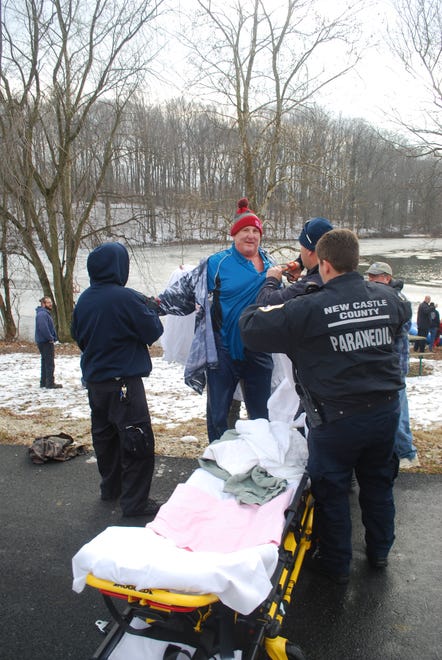 A man was rescued from an icy pond in Carousel Park Friday afternoon.