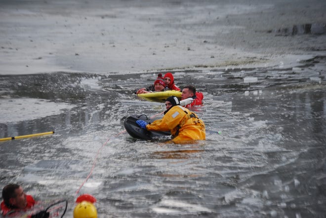 A man was rescued from an icy pond in Carousel Park Friday afternoon.