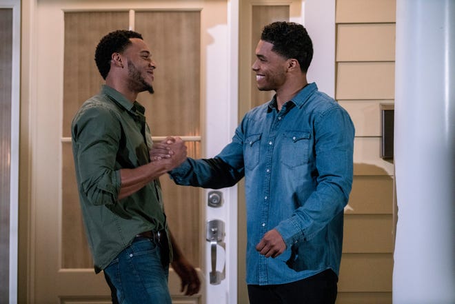 Courtney Burrell (left) and Rome Flynn in "A Madea Family Funeral."