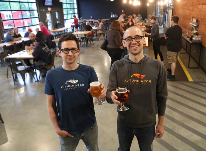 Dan (left) and Jimmy Vennard, brothers and cofounders of Autumn Arch Beer Project, at the Glasgow brewery they opened in early April.