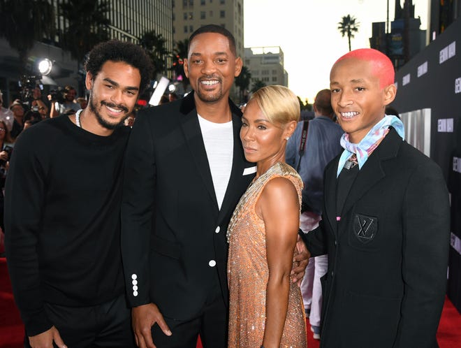 The Smiths hit the red carpet for the Hollywood premiere of " Gemini Man " on Oct. 6, 2019: From left, Trey Smith, Will Smith, Jada Pinkett Smith and Jaden Smith.