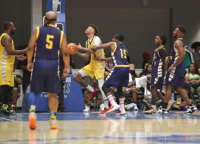 Play continues in the second half during Duffy's Hope 19th Annual Celebrity Basketball Game at the Chase Fieldhouse in Wilmington, Saturday, August 5, 2023.