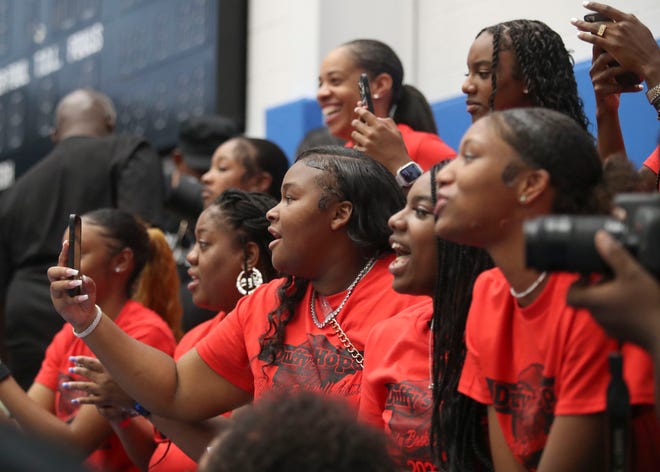 Young fans watch during Duffy's Hope 19th Annual Celebrity Basketball Game at the Chase Fieldhouse in Wilmington, Saturday, August 5, 2023.