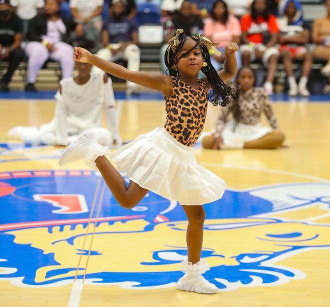 A young dancer performs at halftime during Duffy's Hope 19th Annual Celebrity Basketball Game at the Chase Fieldhouse in Wilmington, Saturday, August 5, 2023.