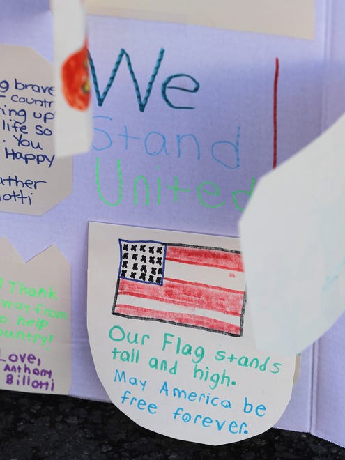 Part of a poster displayed by Silver Bay Elementary School students during the Toms River Veterans Day parade Monday, November 14, 2016.