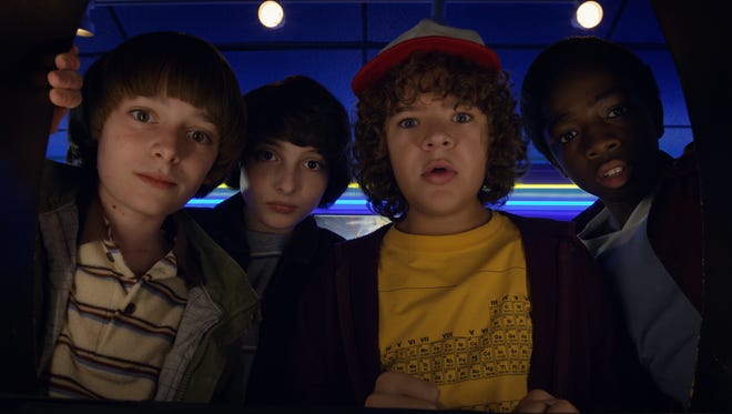 "Stranger Things" (Netflix): Noah Schnapp, FInn Wolfhard, Gaten Matarazzo and Caleb Mclaughlin try to find their missing friend, whose disappearance may be connected to a portal that was accidentally created by scientists to another dimension.