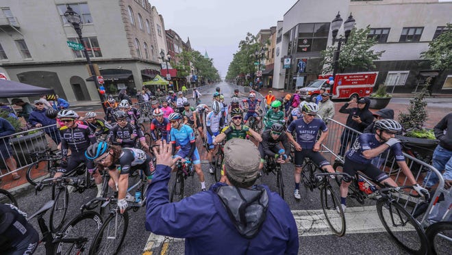 Professional racers participate in the 12 annual Wilmington Grand Prix Saturday, May 19, 2018, on Market Street in Wilmington, Delaware.