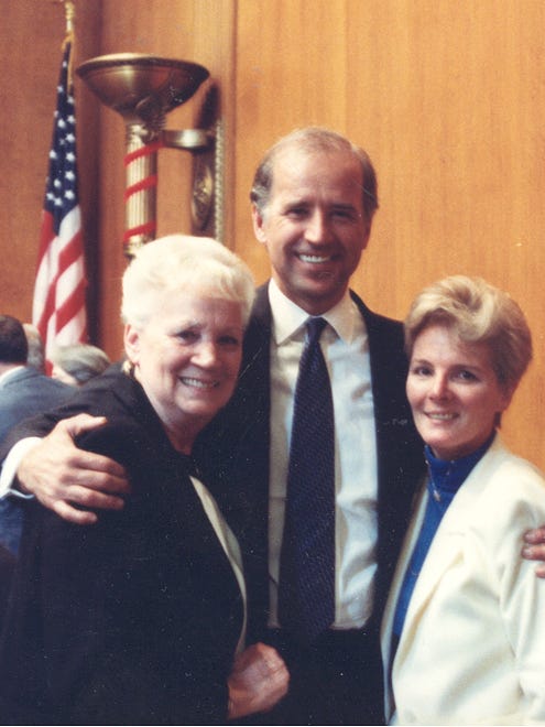 “The photo was taken in Washington, D.C., when my mom, Lorraine Peterson, and I were invited to attend the swearing in of then Sen. Joe Biden in the 1990’s.”