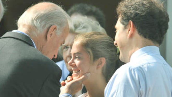 August 2008: Lauren Ianni, 18, of Greenville, with then-vice presidential candidate Joe Biden at Saint Joseph on the Brandywine Roman Catholic Church in Greenville. "I just registered. He has my vote," she said.
