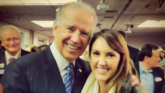 Shannon P McLaughlin and Vice President Biden at a rally for Gov. Jack Markell.