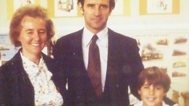 "Here is a picture of then Senator Biden in a classroom visit to a Wilmington Elementary school, circa 1977, with the teacher Pauline Raughle, and a student friend of his son Beau. What doesn’t show in this single image is that he went out of his way upon entering the classroom to touch and acknowledge each child, definitely not creepy."