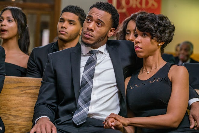 Courtney Burrell (front left) and KJ Smith in "A Madea Family Funeral."