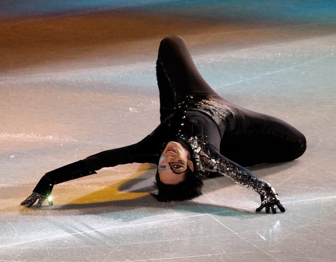Johnny Weir performs during an exhibition at the U.S. Figure Skating Championships in Spokane, Wash., Sunday, Jan. 24, 2010.