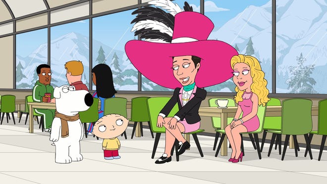 Johnny Weir (second from right) appeared as himself on an episode of "Family Guy" in November 2018.