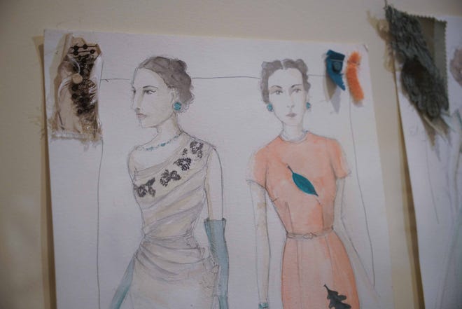 Sketches of costumes for 'The Crown' are among the items on display at Winterthur Museum's 'Costuming The Crown' exhibit.