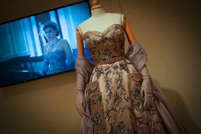 Princess Margaret's gown from this scene in 'The Crown' can be seen in Winterthur Museum's 'Costuming The Crown' exhibit.