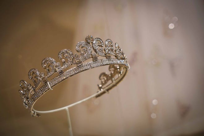 This tiara is paired with Princess Margaret's butterfly gown in the section of Winterthur Museum's 'Costuming The Crown' that deals with how royals branded themselves.