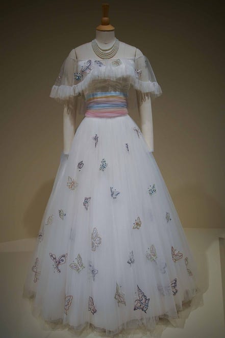 Princess Margaret's iconic butterfly gown is included in Winterthur Museum's 'Costuming The Crown' exhibit, which features 40 outfits from the hit Netflix series.