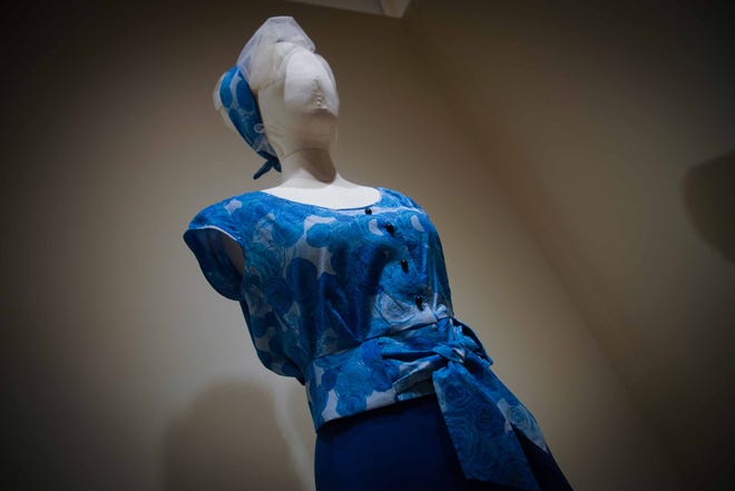 This outfit worn by Princess Margaret is among the items in Winterthur Museum's 'Costuming The Crown' exhibit.